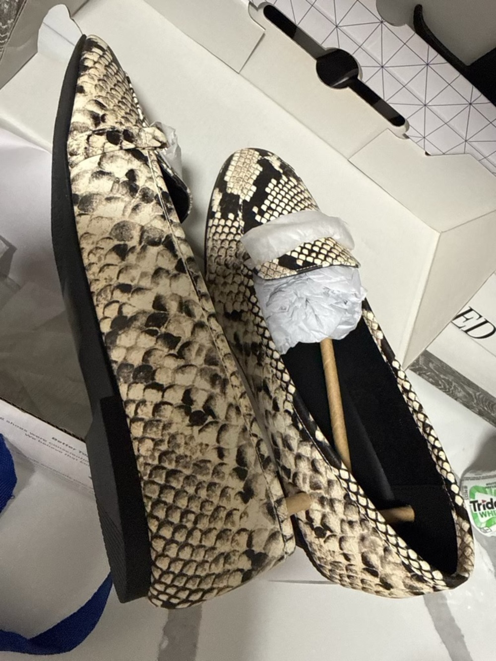 Snake-Print Slip-On Loafers in Neutral Beige